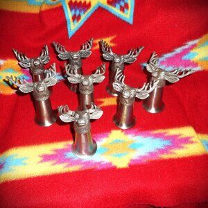 Lot of 8 Jagermeister Pewter Shot Glasses (Buck, Staghead, Deerhead w/Logo)